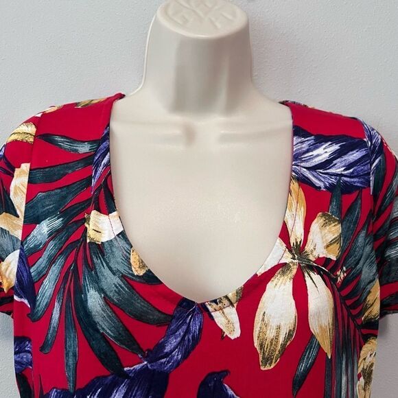 Lascana Red Tropical Hawaiian Print Dress Size M - Picture 2 of 7